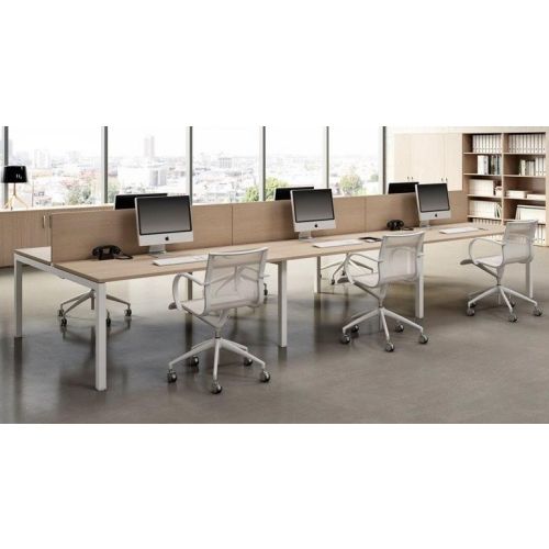 Postazione lavoro lineare con scrivanie in melaminico per 6 persone cm. 360x168x73h