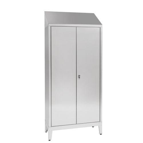 Armadio spogliatoio in acciaio inox AISI 430 a 2 posti a 2 ante con tramezza sporco/pulito cm. 95x50x215h