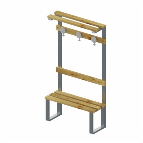 Panca da spogliatoio completa di appendiabiti posteriore per 3 persone cm. 100