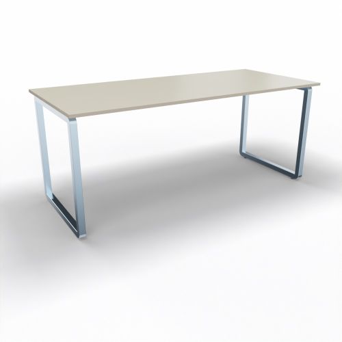 Tavolo mensa per azienda con piano in melaminico da 6 o 8 persone e gambe ad anello zincate cm. 180x80x72,5h