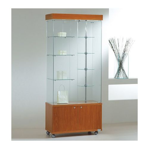 Vetrina da esposizione con faretti e mobile basso di legno cm. 77x40x187h