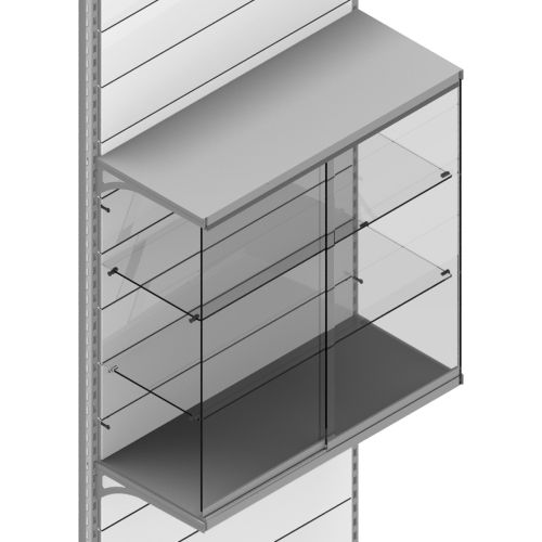 Vetrina pensile con due piani interni per scaffale negozio cm. 97x40x100h