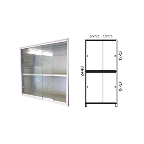 Porta scorrevole in vetro con telaio verniciato per fronte scaffalatura cm. 100x244h