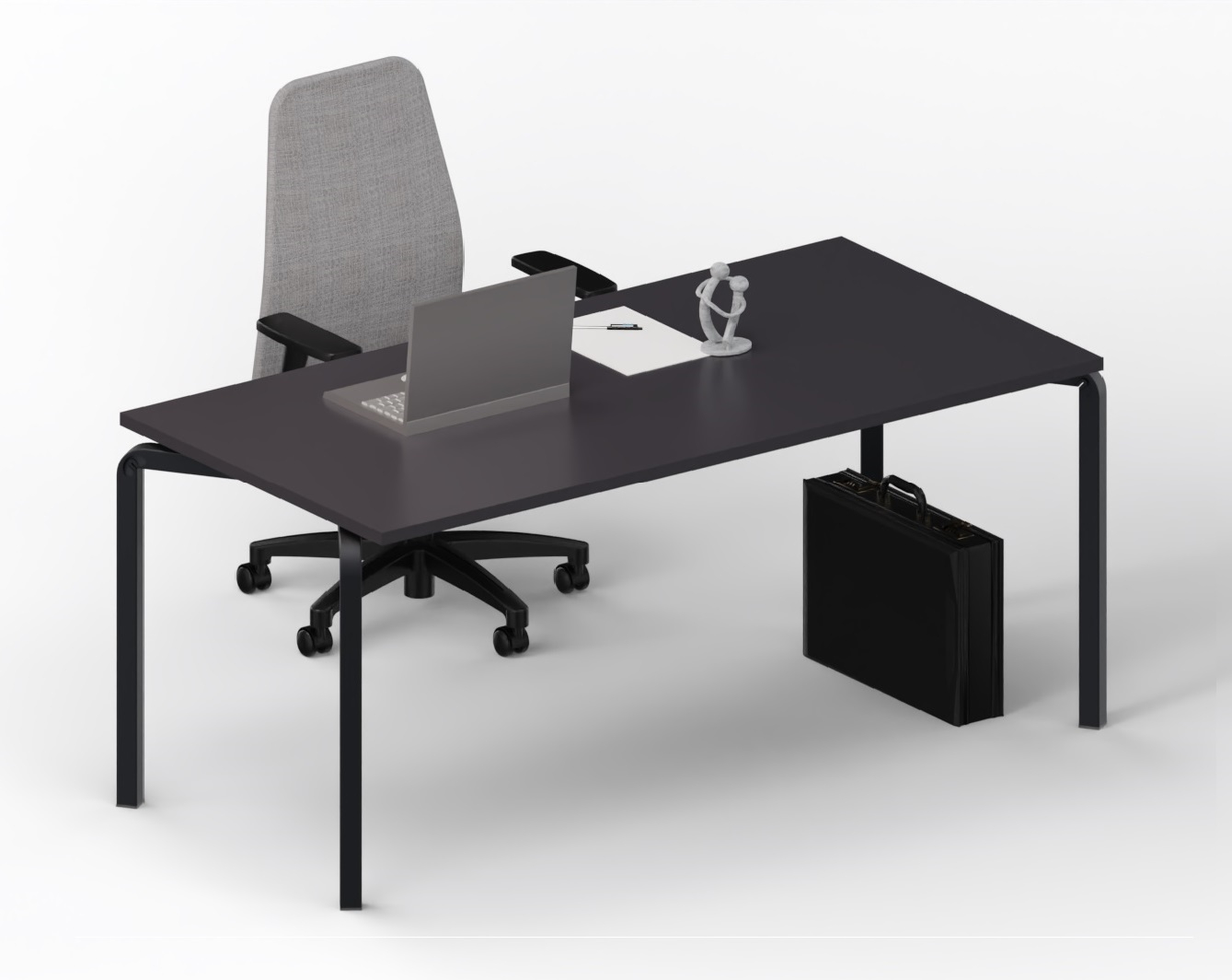 Scrivania per ufficio moderno con struttura in tubolare nero ghisa e piano  in vari colori a scelta cm. 160x80x75h - Castellani Shop